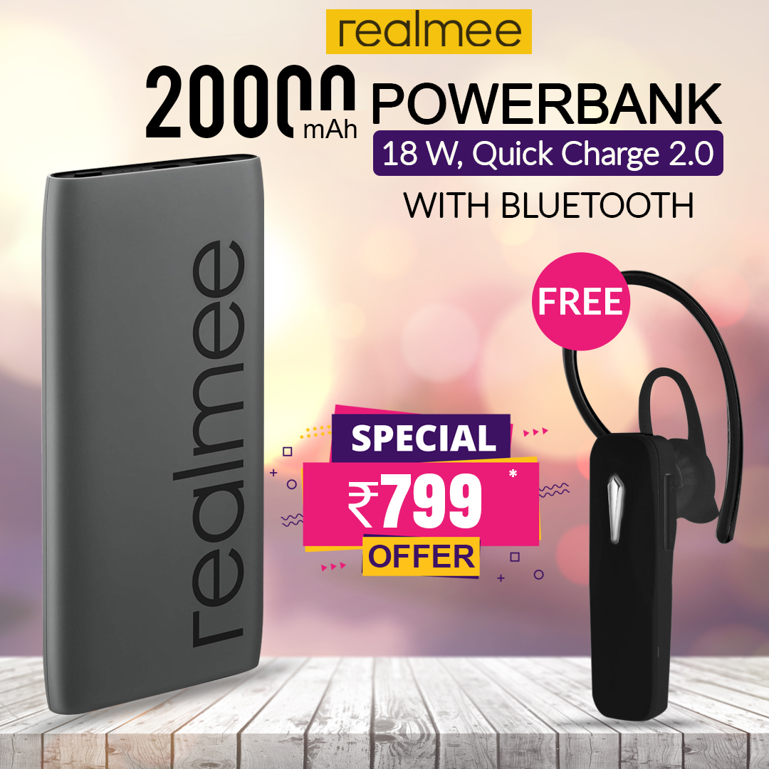 20000 Mah  Powerbank with free Sports Pro Bluetooth Warranty 1 Year